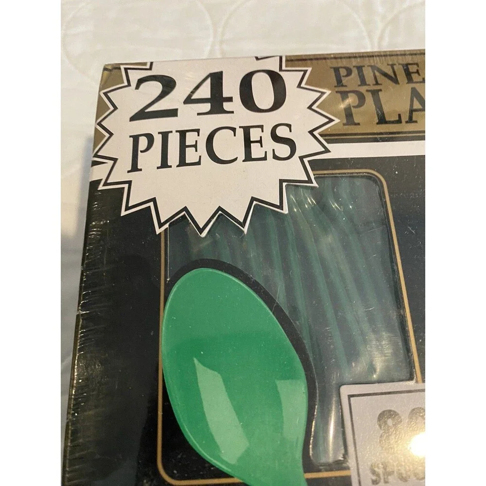 Plastic Cutlery 240 Pc. By Amscan Pine Green Washable Forks Spoons Knives- Party